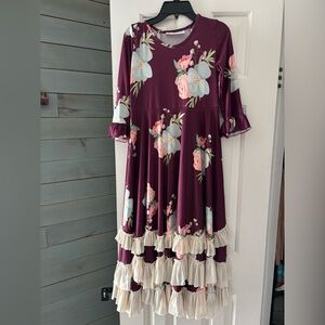 Floral Kids Dress with Ruffle Hem